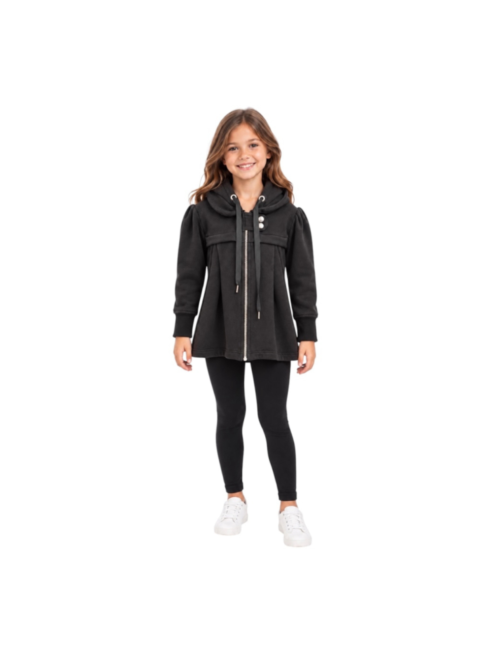 Jo+Jax Fancy Jacket Girls Black Hooded Dance Coat 8-10 Runs Small